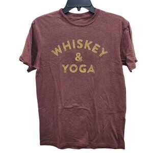 Headline Shirts Whiskey & Yoga Heathered Burgundy Distressed Graphic Tee Adult S